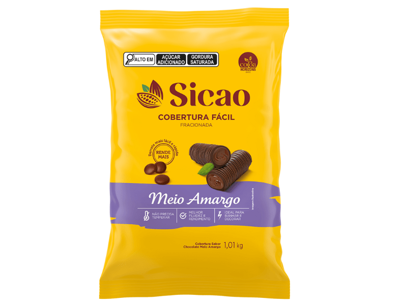 Cobertura Sicao Fácil Gotas Chocolate Meio Amargo 1,01kg