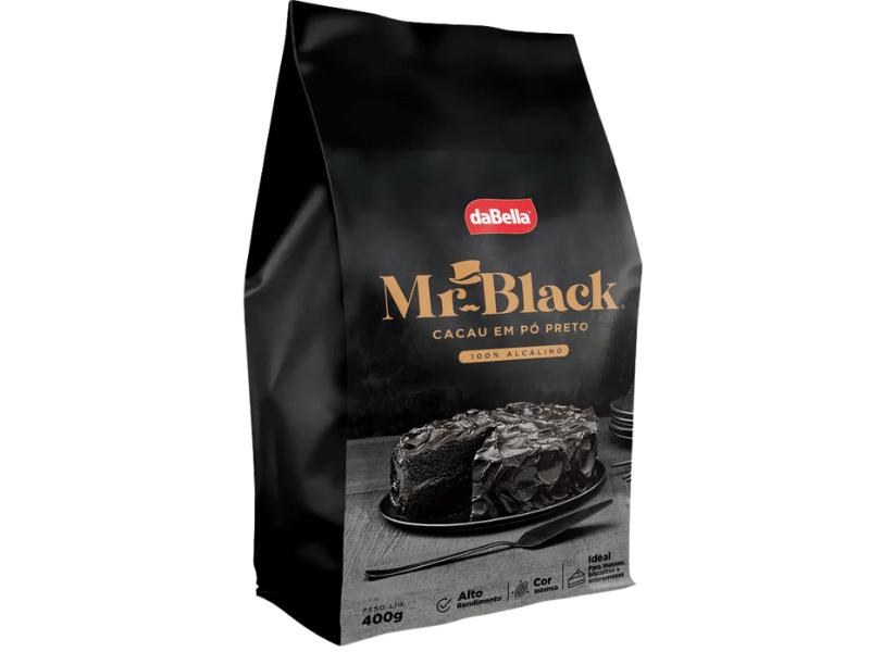 Cacau em Pó Preto 100% Alcalino 400g - Mr Black