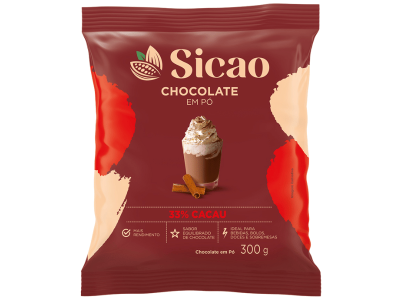 Chocolate em Pó 33% Cacau 300g - Sicao