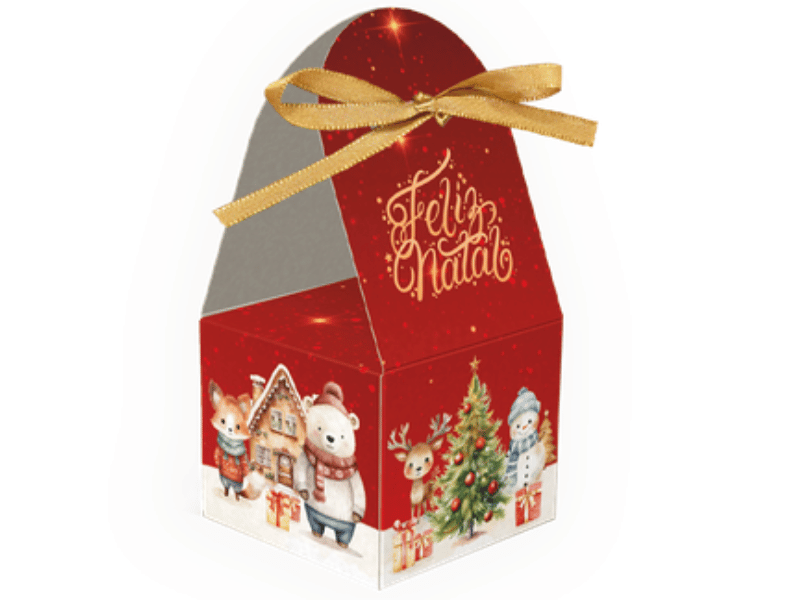 Caixa para 1 Doce Natal Encantado 5x5x4 cm c/10 unidades - Ideia Embalagens