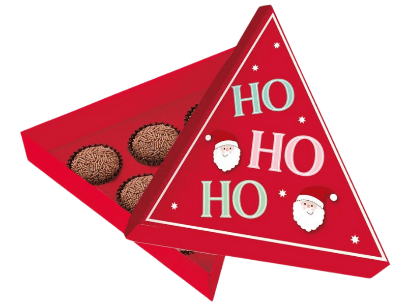 Caixa Árvore para 6 Brigadeiros Papai Noel 19,5x17x4,5 cm 10 unidades - Cromus