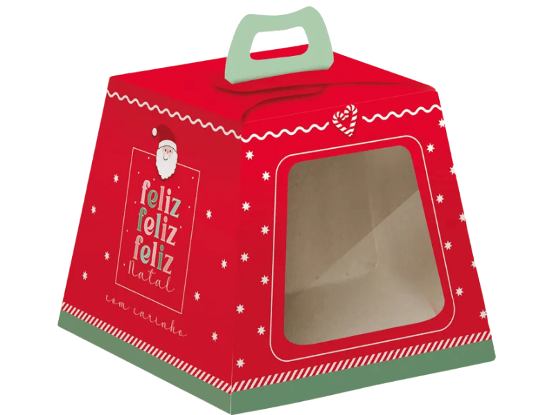 Caixa Panetone c/Visor Papai Noel  11x10x11 cm 100g - Cromus