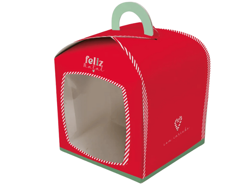 Caixa Panetone c/Visor Papai Noel 15,5x15x15 cm 500g - Cromus