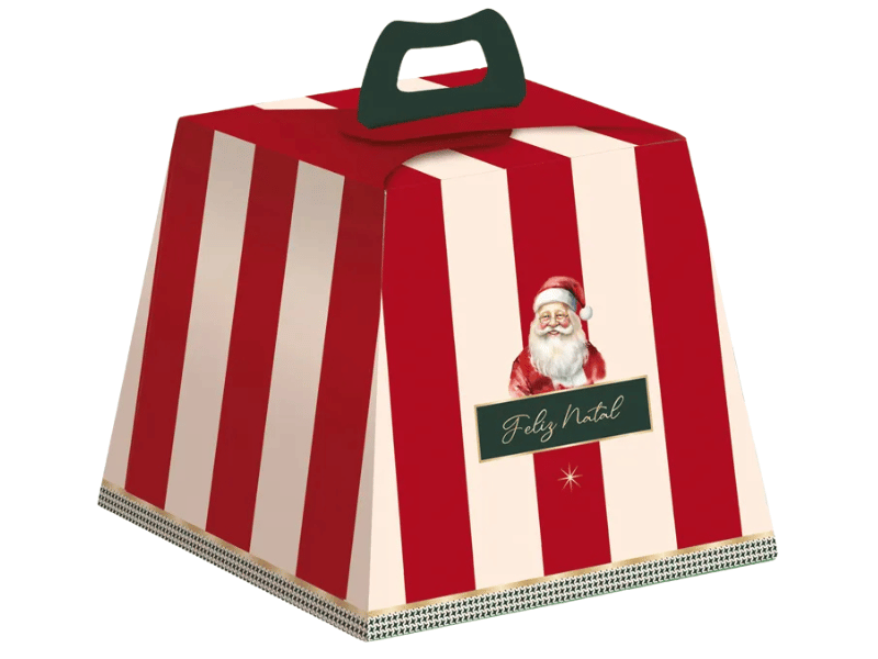 Caixa Panetone Feliz Natal 11x10x11 cm 100g - Cromus