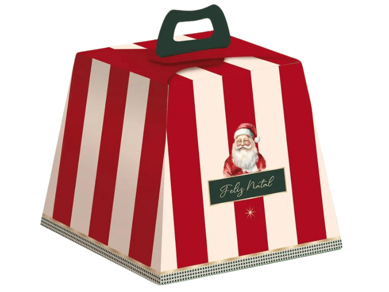 Caixa Panetone Feliz Natal 19x19x16,5 cm 500g - Cromus