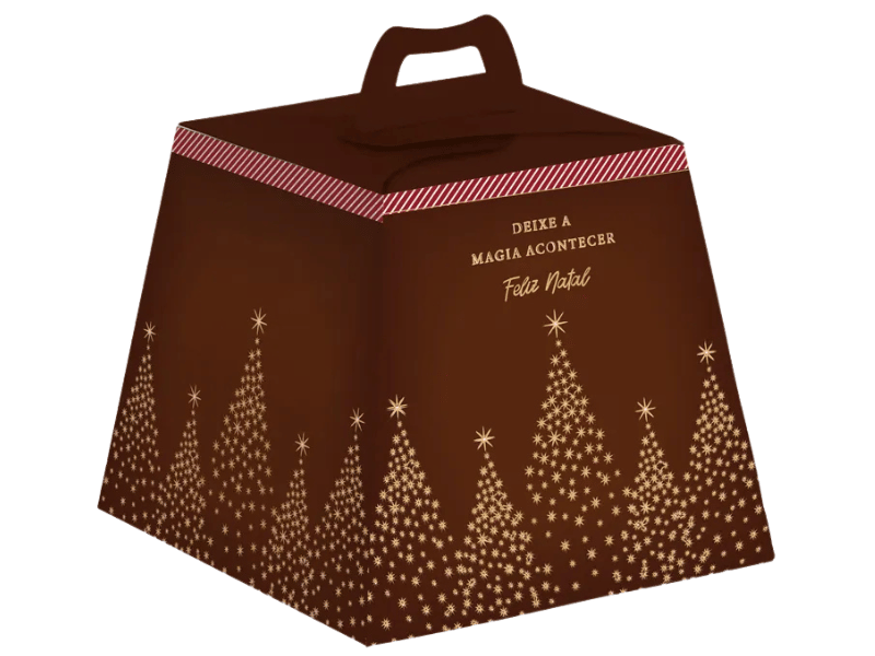 Caixa Panetone Magia Natal Marrom 11x10x11 cm 100g - Cromus