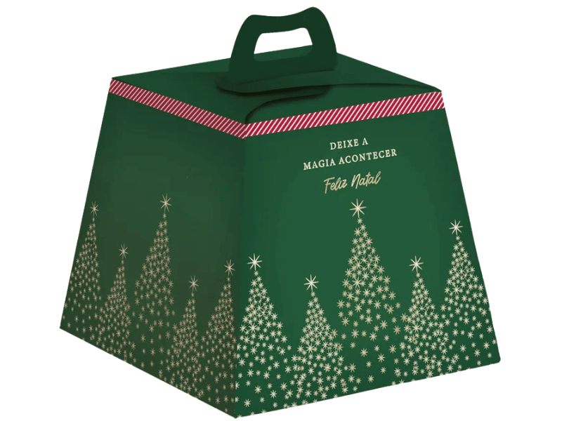 Caixa Panetone Magia Natal Verde 11x10x11 cm 100g - Cromus