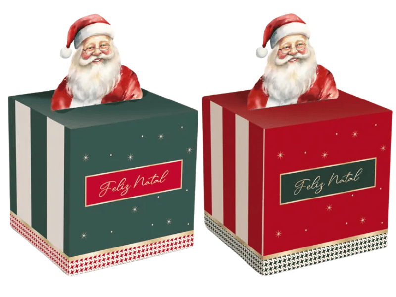 Caixa Pop Up Natalina Papai Noel 14x14x16,5 cm - Cromus