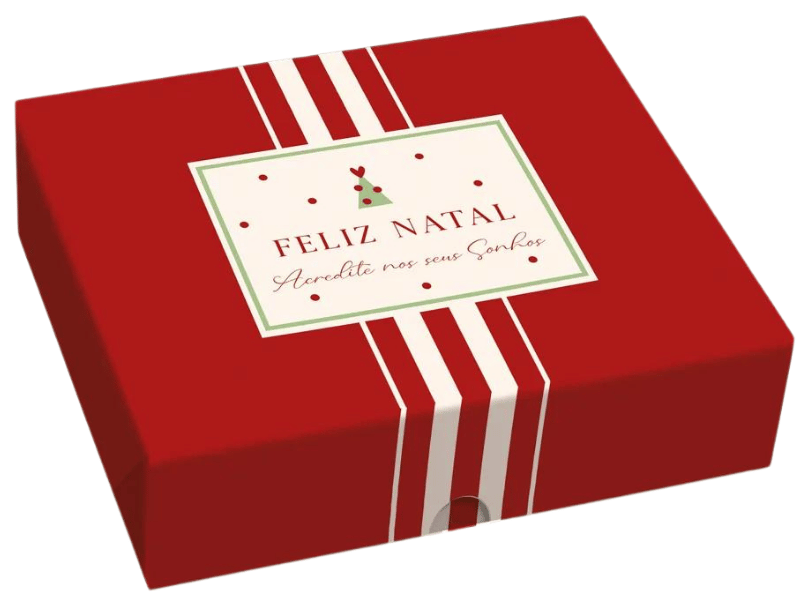 Caixa Retangular Feliz Natal 17x13,5x4 cm - Cromus