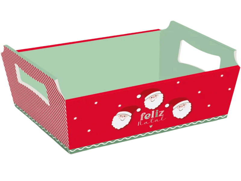 Cesta Feliz Natal com Papai Noel 18X13X7,5 cm - Cromus