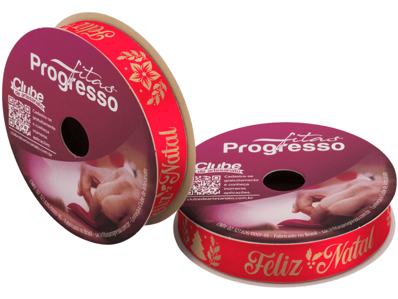 Fita de Cetim Decorativa Feliz Natal nº 3 ECF003H Cor 490 - Progresso