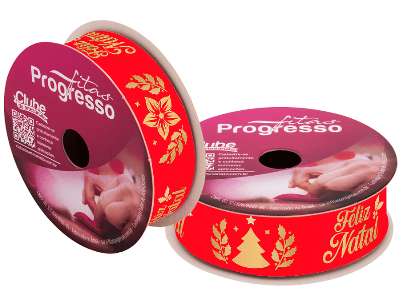 Fita de Cetim Decorativa Feliz Natal nº 5 ECF005H Cor 1001 - Progresso