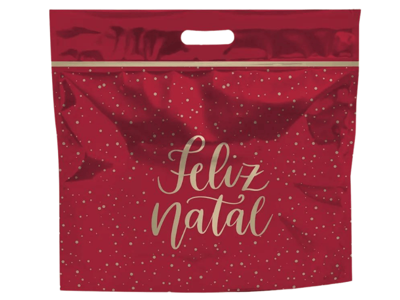 Sacola Metalizada Feliz Natal c/ Zíper 46x43 cm - Cromus