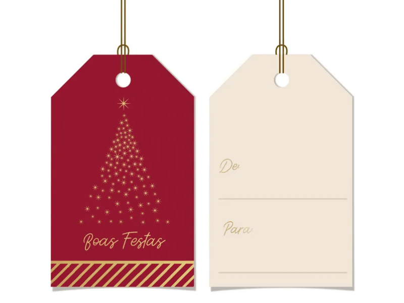 Tags Natalinas Magia Natal Vermelho 8x5 cm c12 unidades - Cromus