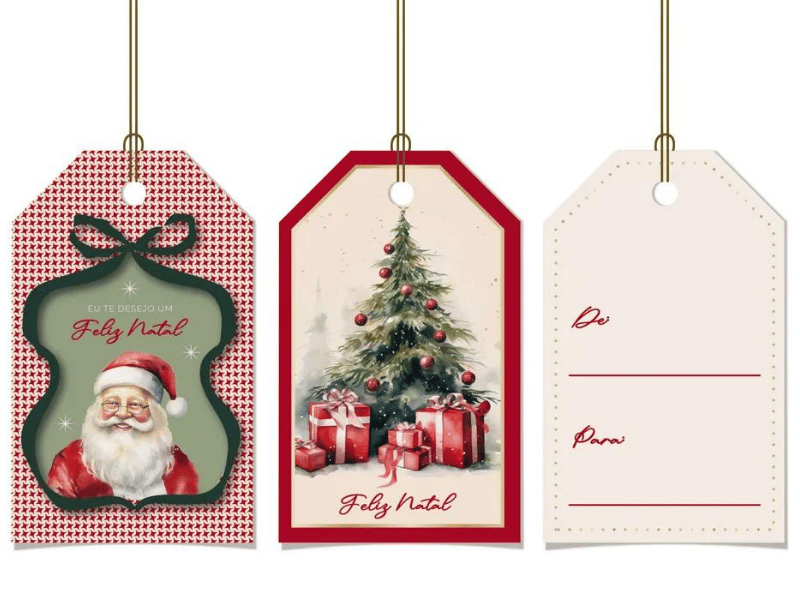 Tags Natalinas Papai Noel 8x5 cm c/12 unidades - Cromus