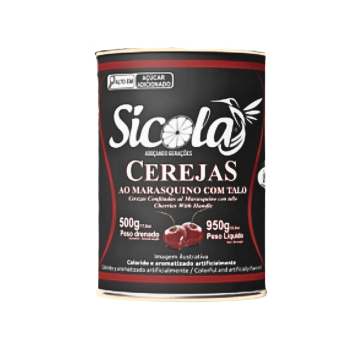 Cereja Inteiras Marasquino com Talo 500g - Sicola 