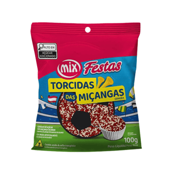 Confeito Miçangas Branco e Vermelho 100g - Mix 