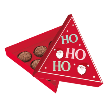 Caixa Árvore para 3 Brigadeiros Papai Noel 11,5x11x3,5 cm c/10 unidades - Cromus