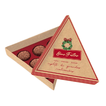 Caixa Árvore para 6 Brigadeiros guirlanda 19,5x17x4,5 cm 10 unidades - Cromus