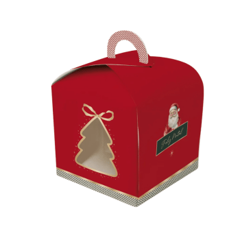 Caixa Panetone c/Visor Feliz Natal 9,5x9,5x9,5 cm 100g - Cromus