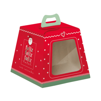 Caixa Panetone c/Visor Papai Noel  11x10x11 cm 100g - Cromus