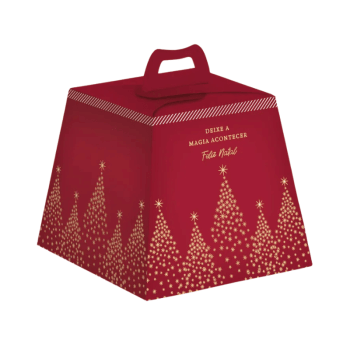 Caixa Panetone Magia Natal Vermelha 11x10x11 cm 100g - Cromus