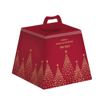 Caixa Panetone Magia Natal Vermelha 19x19x16,5 cm 500g - Cromus