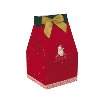 Caixa Panetone Trapézio Feliz Natal Vermelha 14x25x14 cm 500g - Cromus 