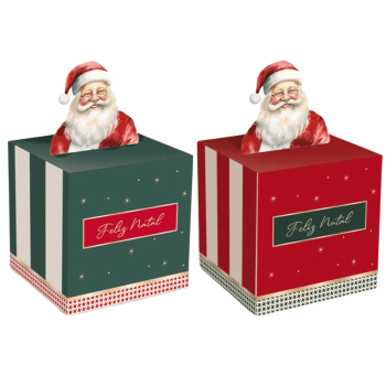 Caixa Pop Up Natalina Papai Noel 14x14x16,5 cm - Cromus