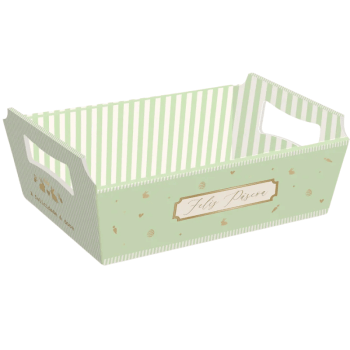 Cesta de Cartão Quinn Verde Feliz Páscoa 18x13x7,5 cm - Cromus