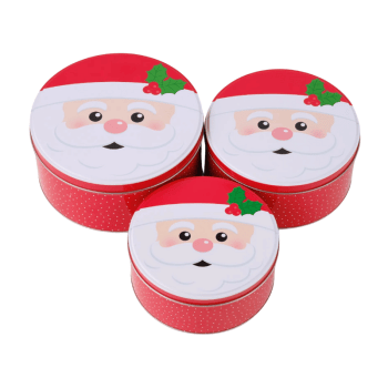 Latas Papai Noel Decorativas com Tampa c/3 Unidades - Cromus