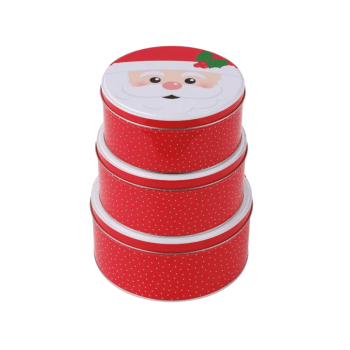 Latas Papai Noel Decorativas com Tampa c/3 Unidades - Cromus