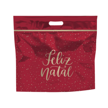 Sacola Metalizada Feliz Natal c/ Zíper 46x43 cm - Cromus