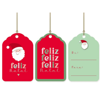 Tags Natalinas Feliz Natal 8x5 cm c/12 unidades - Cromus