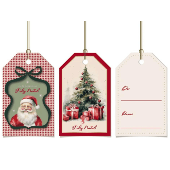 Tags Natalinas Papai Noel 8x5 cm c/12 unidades - Cromus